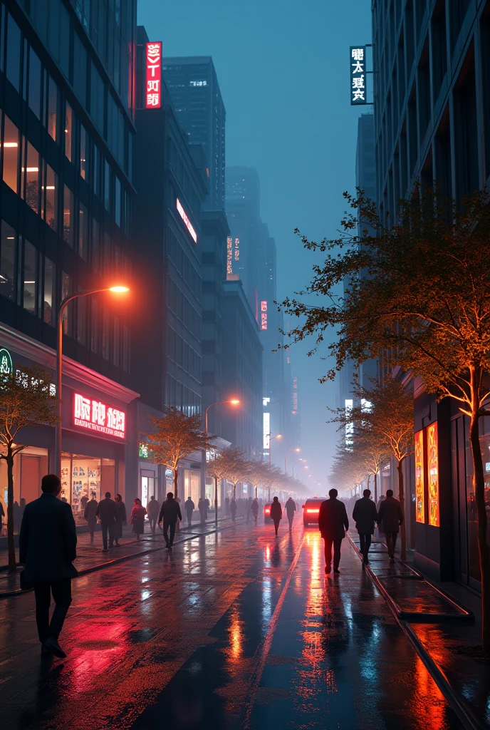An urban night with streetlights , Modern