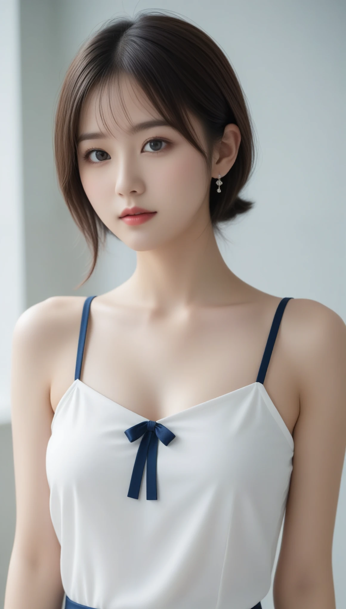 8k, Ultra-high resolution, Highest quality, masterpiece, 三分割法によるphotograph,Surreal, photograph, 1 Girl, (:1.3), pretty girl, Cute Face, 細部までBeautiful Eyes, 細かくdetailedに,masterpiece,One Girl:1.2,Japan Female Teachers,full body,furious,Black Hair,long hair,shiny hair,Super Beautiful Girl 4,((1 girl:1.4)),Shine, Natural skin texture、(Stylish clothes:1.4),Pencil Skirt,(The highest rank of ceremonial attire:1.4)、Formal wear,Attractive girl、16 years oldmale body:1.4)、(女の子のポートレートphotograph:1.4Photorealistic images:1.4),Fantasy art,(Beautiful Face:1.4),Beautiful and attractive eyes、Beautiful Eyes、(Tight waist:1.4)、(9 Beautiful girls with perfect body proportions:1.4),Red lips,(choker:1.4、necklace:1.4、Earrings:1.4),Looking at the audience,(((Ideal body type))),A-cup small breasts :2,、Portraiture:2、Perfect Anatomy、鮮明なdetailed、detailed,Fashion magazine cover,Thin lips,Gray background ,完璧でBeautiful Face ,完璧でCute Face, Skin with attention to detail, Perfect limbs、Narrow waist,Looking at the audience,(((Ideal body type))),A cup small breasts :2,Portraiture:2,Perfect Anatomy,鮮明なdetailed,detailed,Surreal,Light and shadow,backlighting