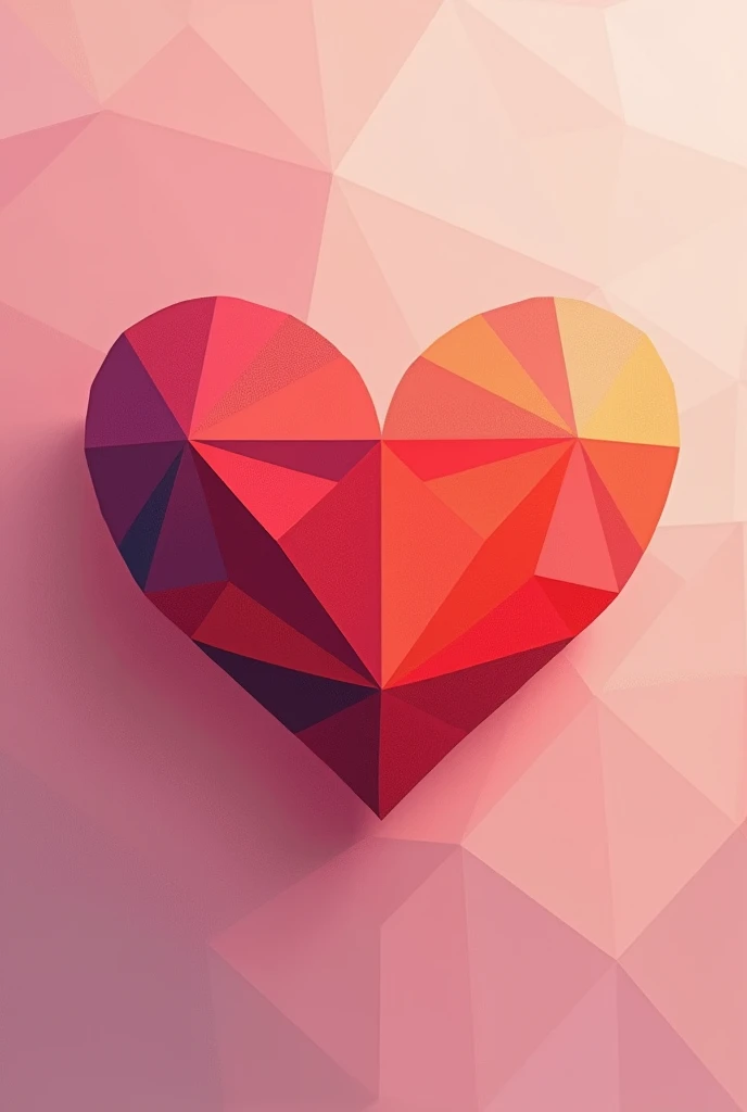 Abstract geometric composition of a heart with various shades of warm pink