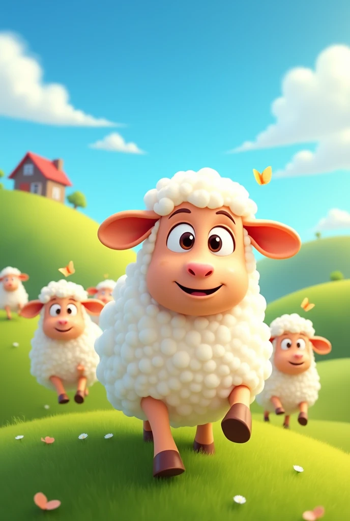 Animated sheep in flock together