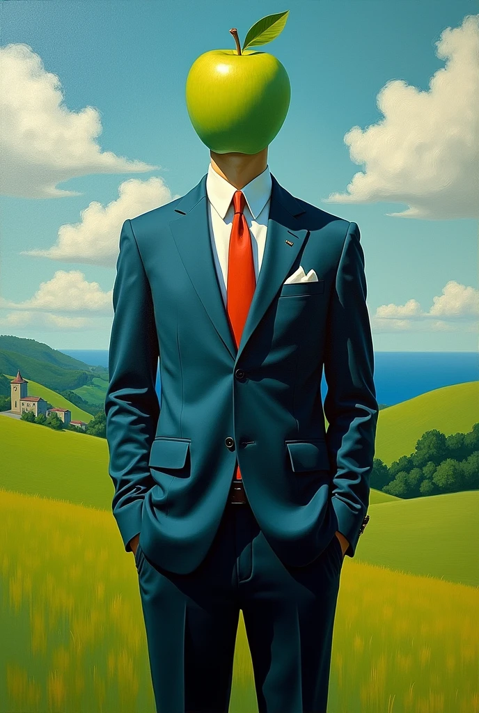 the son of man painting by rené magritte in the style of impressionism
