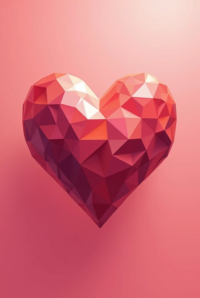 A heart in an abstract geometric composition that blends into the warm pink background
