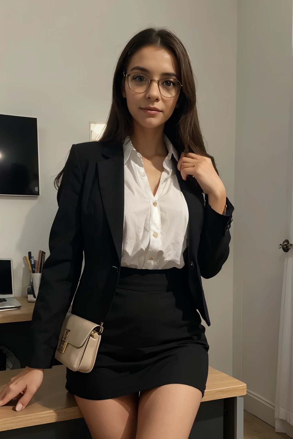 1 fille, Solo, colombienne,secretaire,jupe courte,lunette,
Iphone,bureau,dos,copines