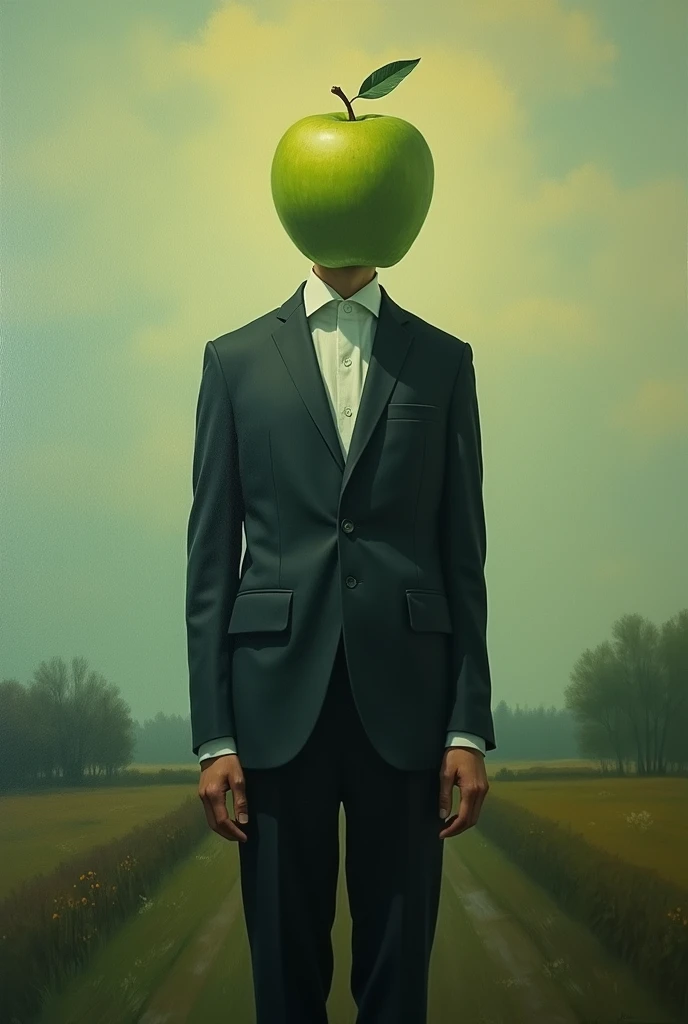 the son of man painting by rené magritte in the style of impressionism