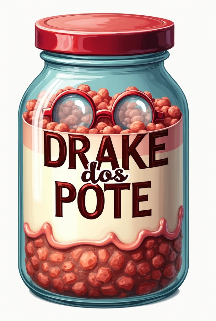 Jar cake logo with the name &#39;&#39;DRAKE DOS POTE&#39;&#39; with a pair of chlorided juliet glasses in the logo
