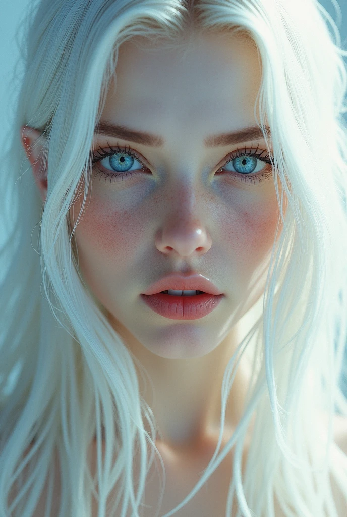 White Girl whis white hair and blue eyes