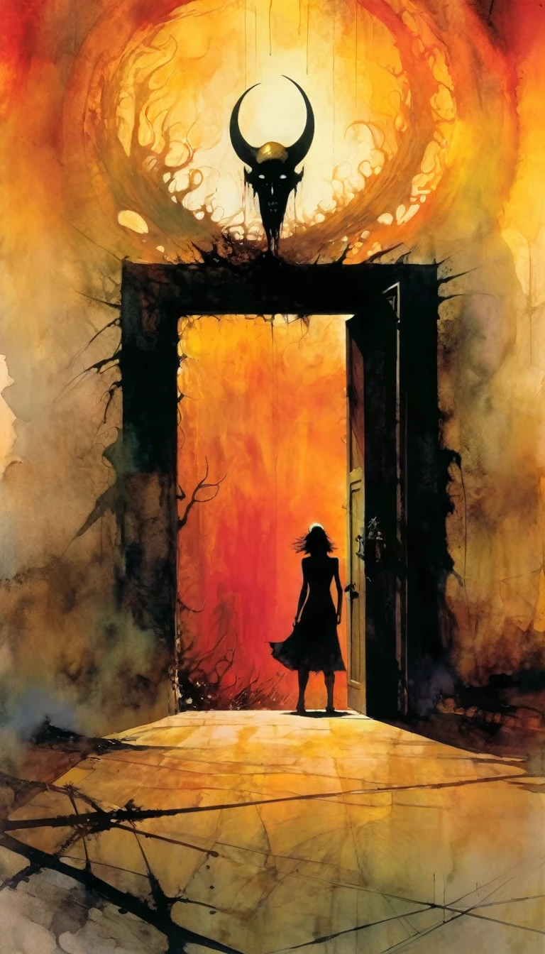 door to hell, art inspired by Bill Sienkiewicz and Dave Mckean
