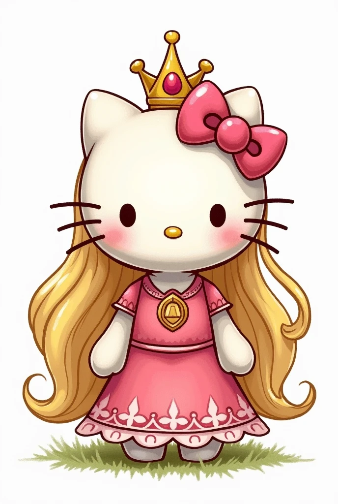 drawing of hello kitty x princess cartoon zelda white background