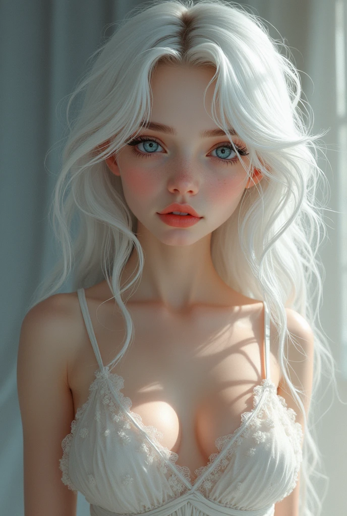 White 18 years Girl whis white hair and blue eyes whis boobs