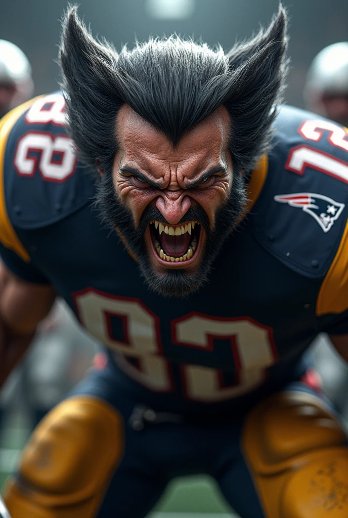 Wolverine furioso con chamarras de New England Patriots