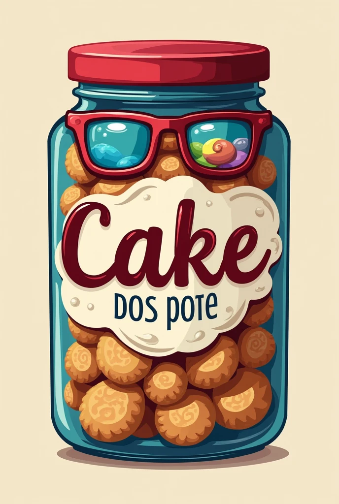 Jar cake brand logo with the name ''DRAKE DOS POTE"
WITH GLASSES WITH COLOR LENSES