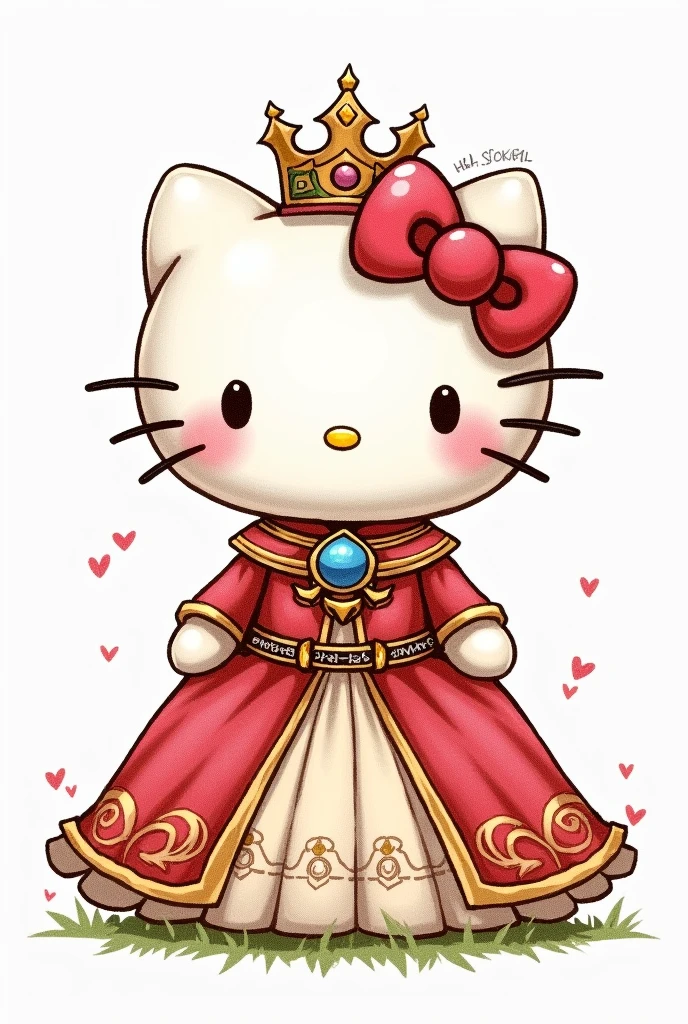 drawing of hello kitty x princess cartoon zelda white background