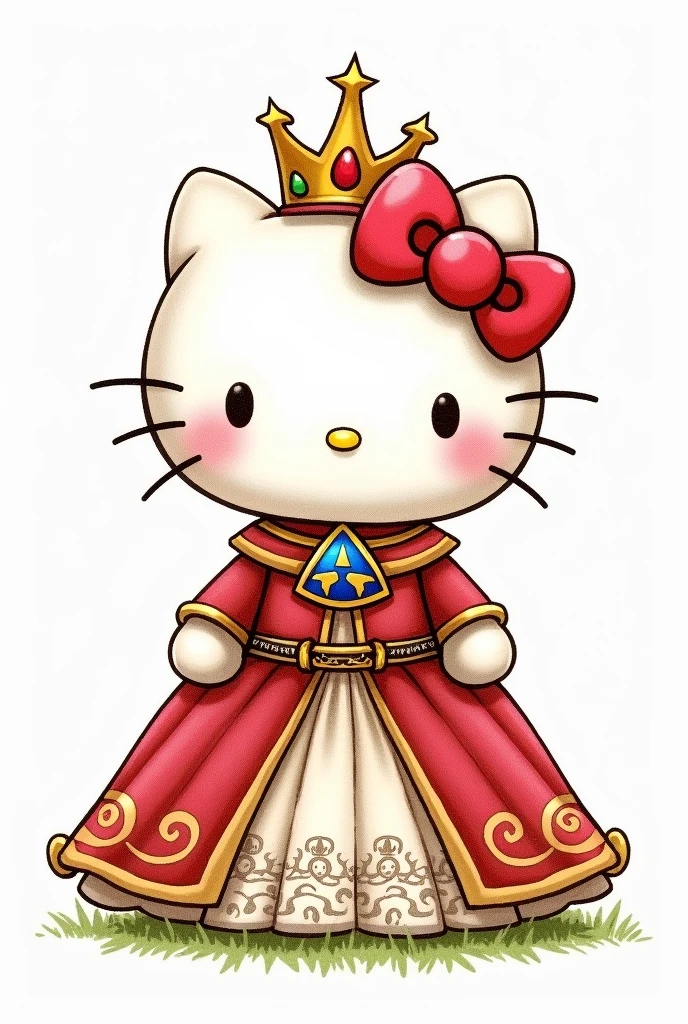 drawing of hello kitty x princess cartoon zelda white background