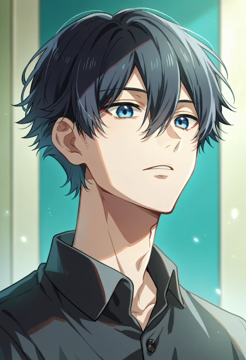 score_9, score_8_up, score_7_up, , rating_safe, intricate details, anime screencap, anime coloring, official style, , , 1boy, solo, male focus, ayato_kirishima, black hair, blue eyes, hair between eyes, short hair, tokyo ghoul:re, , , , caps,