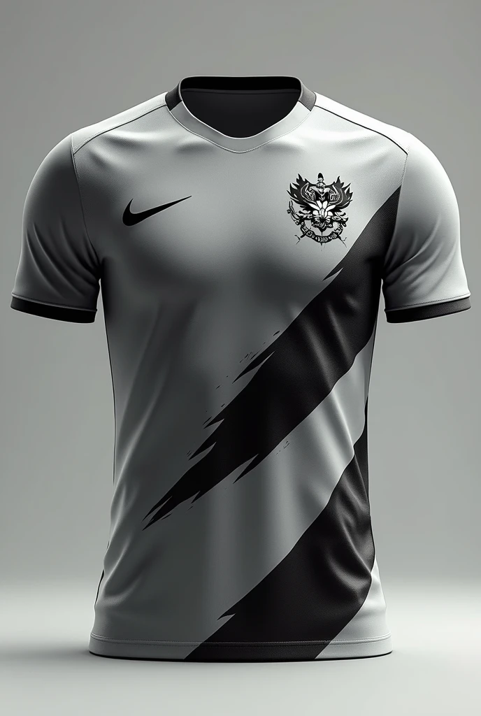 
Football shirt without player with gray color, black stripe, with white dragons with nike branding