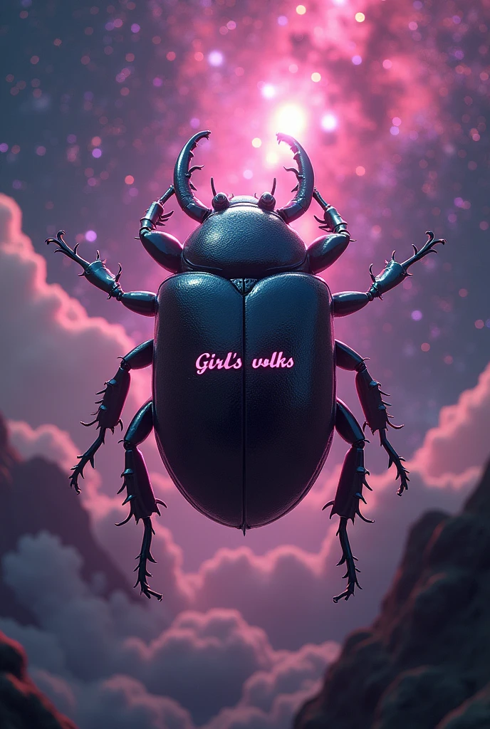 Beetle in the Milky Way with pink lights Write   under Girl&#39;S volks 