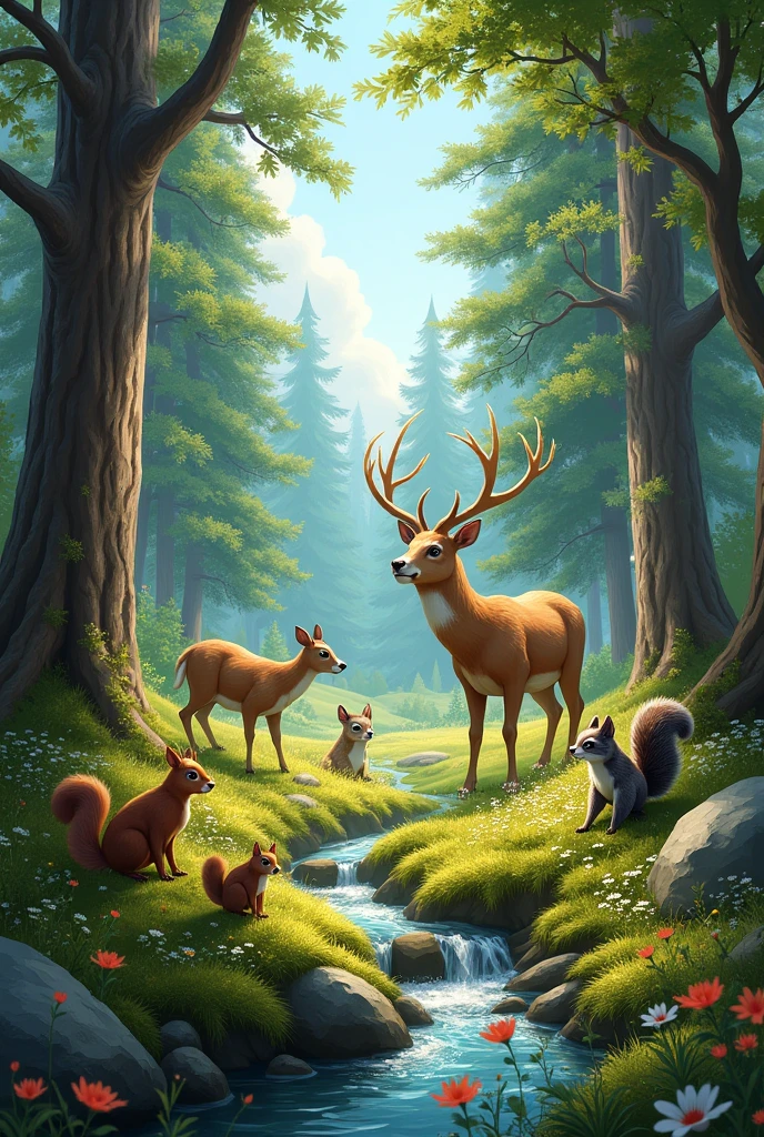 Make me a nature background That has animals