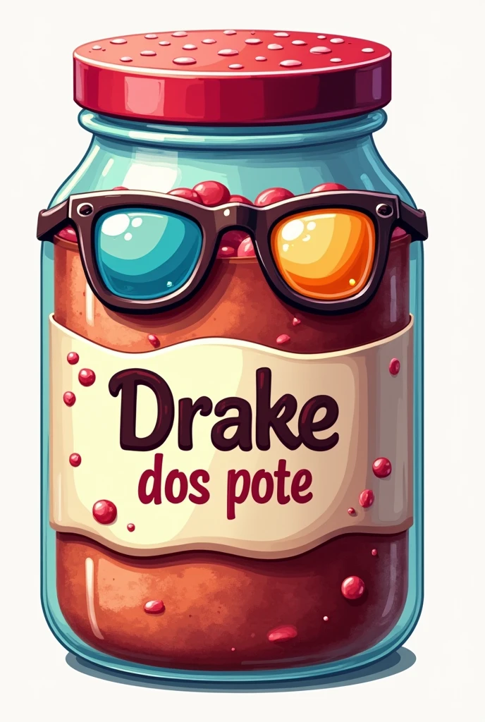 Jar cake brand logo with the name &#39;&#39;DRAKE DOS POTE"
WITH GLASSES WITH COLOR LENSES ON THE SIDE 
