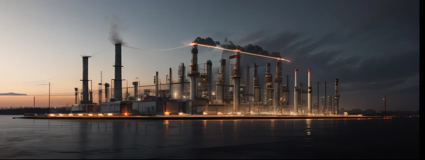 create a high resolution image of an industry on top of a drawing of an electrical project in black, white, gray and red colors