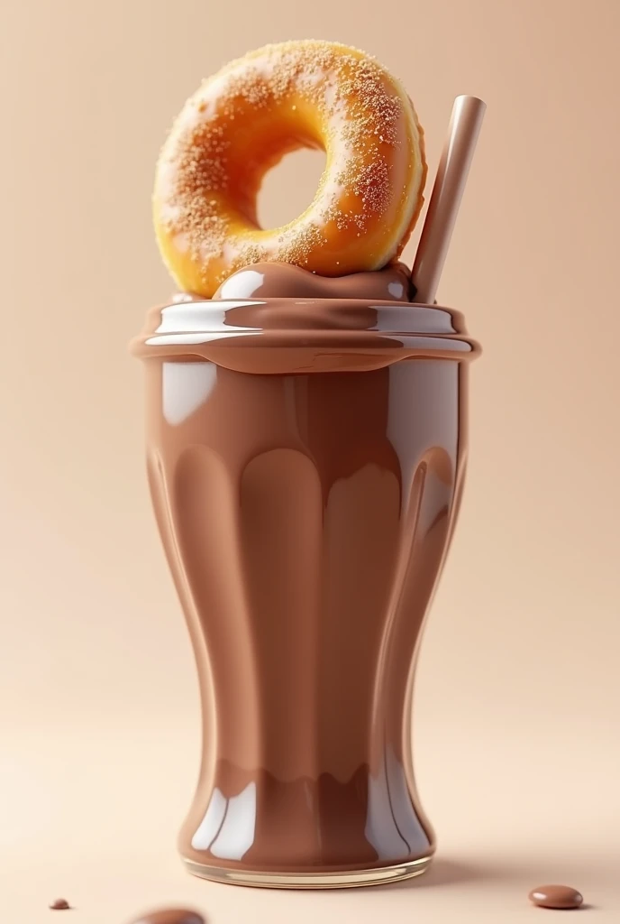 Plastic chocolate milkshake with a real donut on top