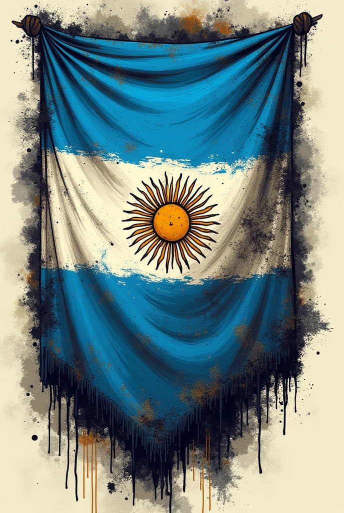 A street tattoo with the Argentine flag in the background