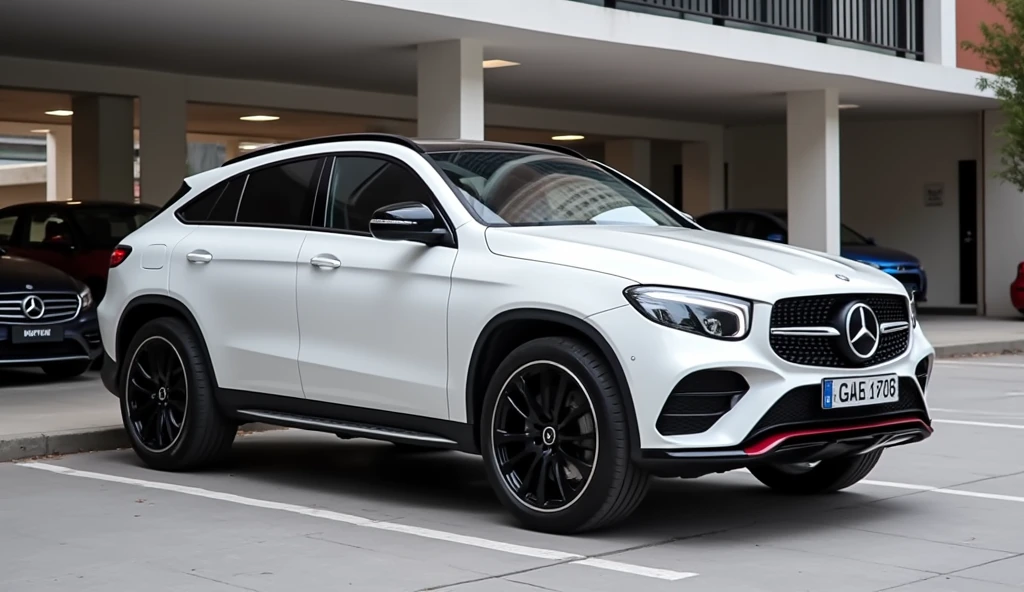 glossy lipstick SUV, coupe, CAR, 2021 year, white colored, parking, modern, mid-size, premium
