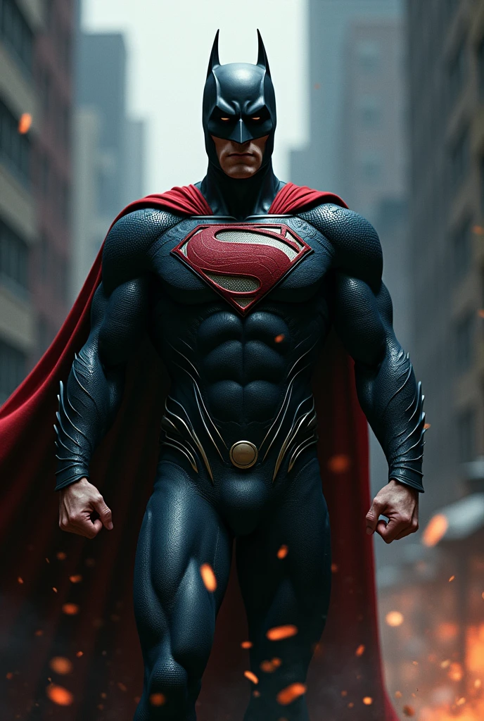 Superman in black suite killing batman