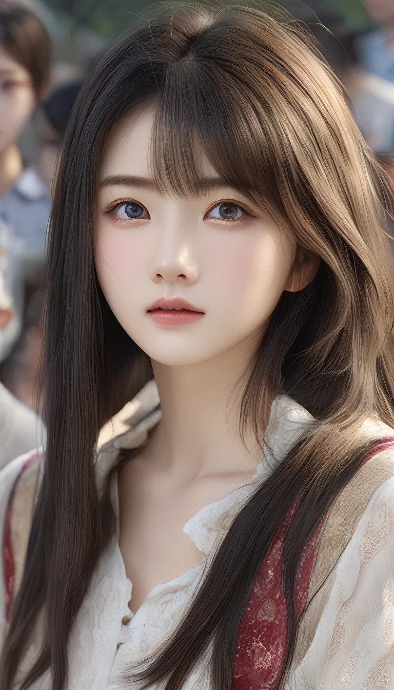 Tabletop, Highest quality, Very delicate and beautiful girl,Very delicate and beautiful, Silky black hair、灰色のpupil、Very detailed_face_pupil, Very detailed, Highest quality, High resolution, Very detailed,1 girl, Highest quality, shape, Looking at the audience, Genuineistic, Realist ,Genuine,