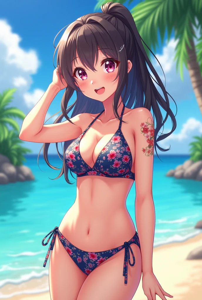 Generates an image of an anime girl in a swimsuit