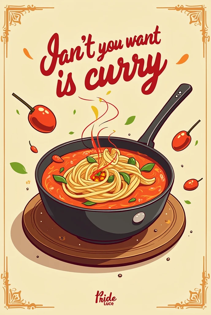 Typography Poster、"What do you want to eat?？It&#39;s curry.！My curry is spicy！！！"、Cool posters、simple、Pop characters