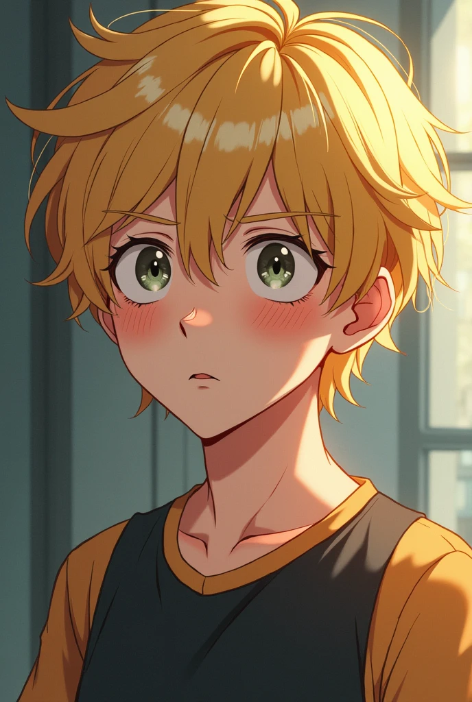  blonde anime style boy jealous 

