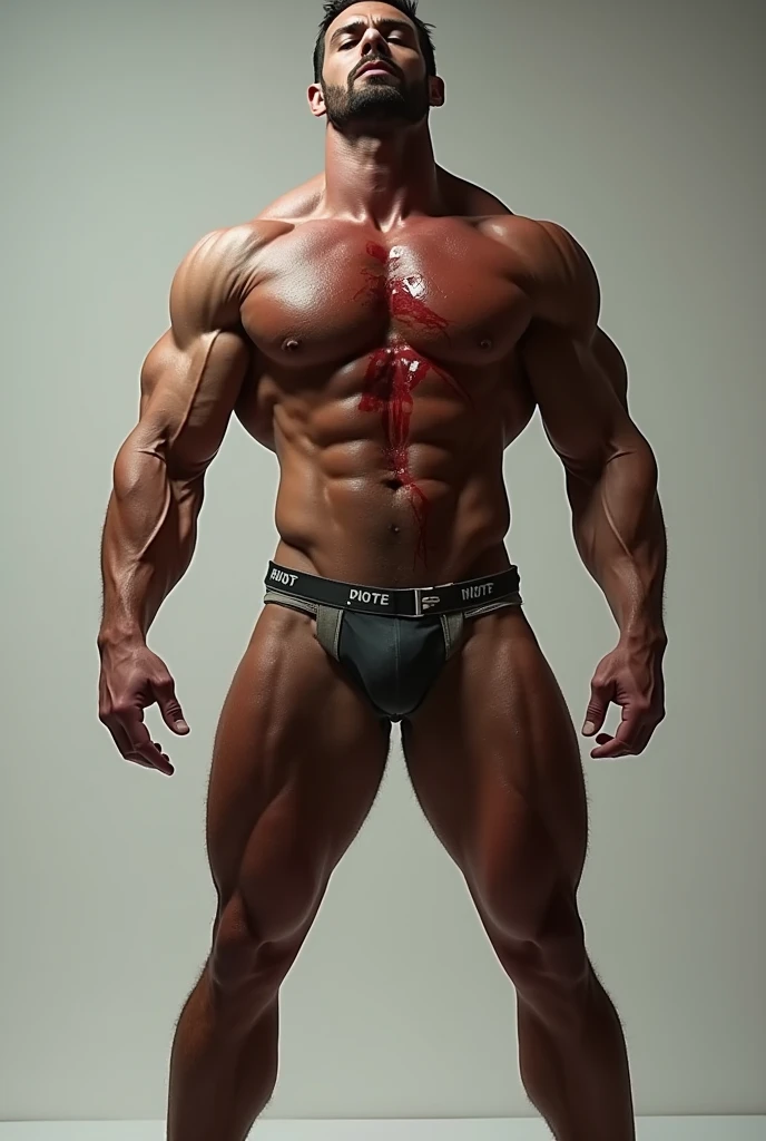 Naked muscular man with a penis in his ass