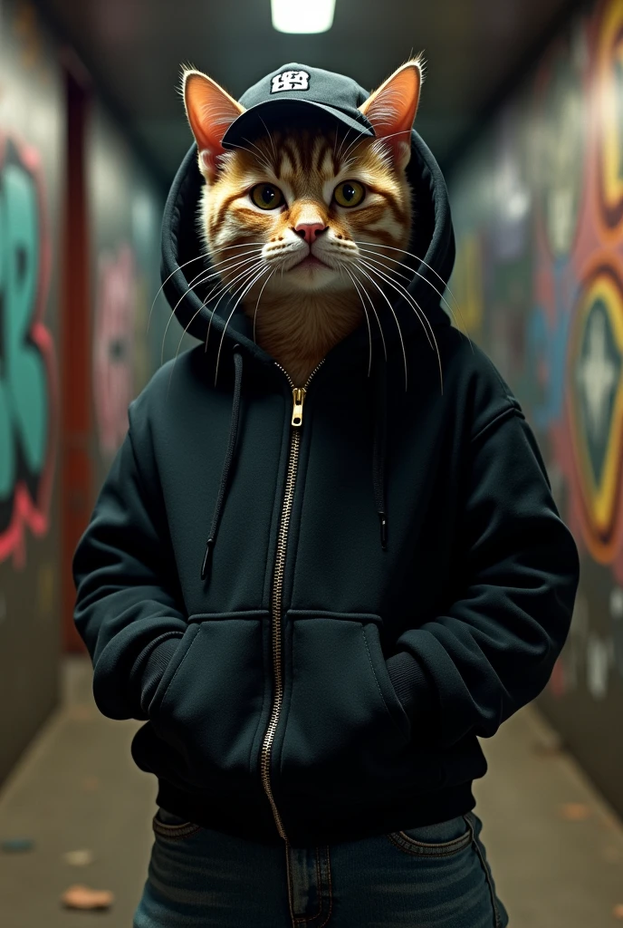 Cat dressed as Eminem 

