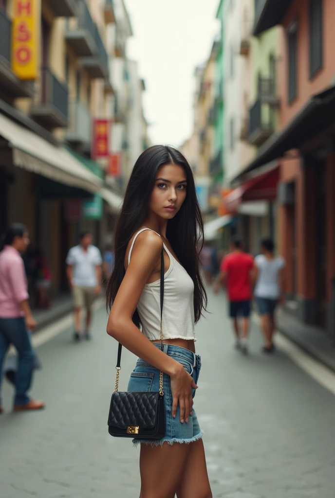 Mexican woman skinny full body pretty on the street