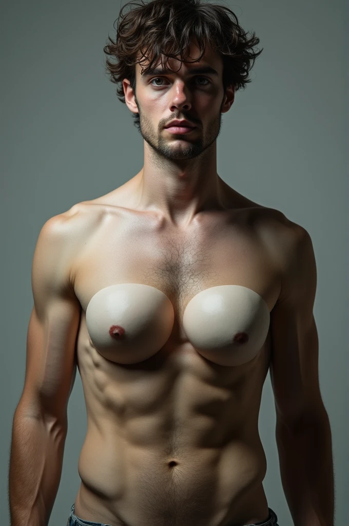 Half naked man with big breasts
