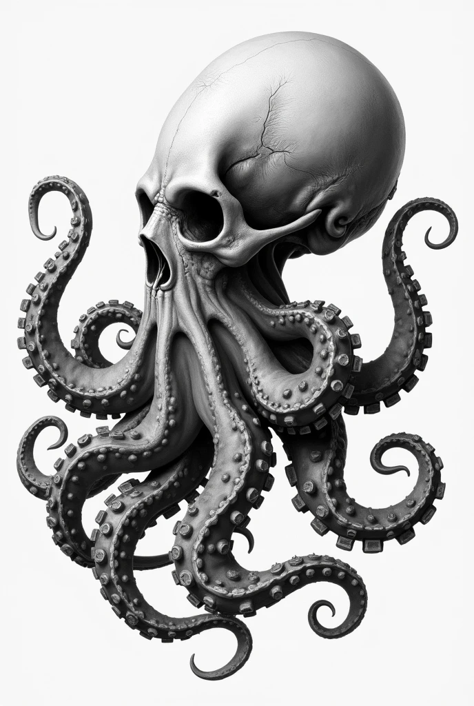octopus drawing skull, octopus macrabe, octopus black and white drawing, side view, detailed anatomical illustration, extremely detailed, (best quality,4k,8k,highres,masterpiece:1.2),ultra-detailed,(realistic,photorealistic,photo-realistic:1.37),lifelike,intricate textures,dramatic lighting,moody atmosphere,muted color palette