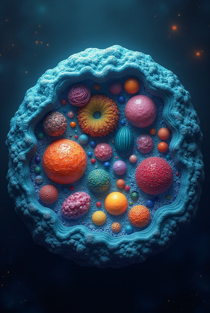 make a eukaryotic cell, its organelles, its entire internal part, looks like a microuniverse