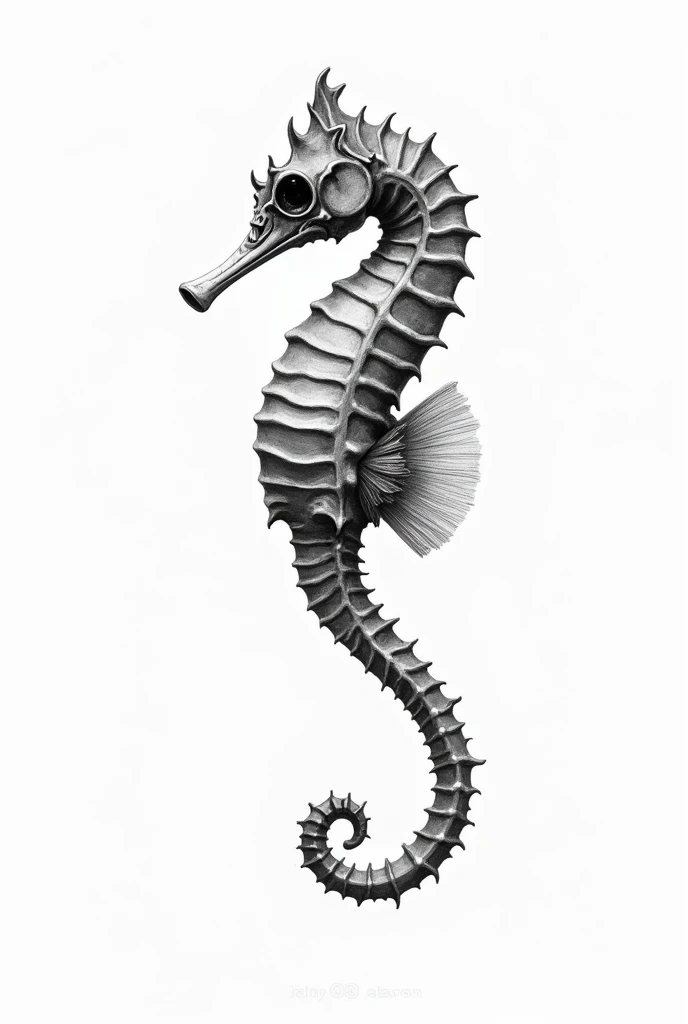seahorse sideways, seahorse drawing, black and white seahorse, seahorse skull