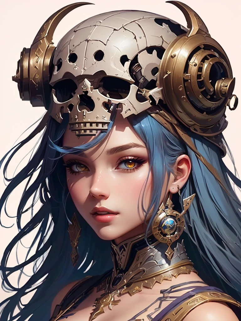 there is a woman with a very long hair and a very pretty dress, epic fantasy digital art style, cyborg merchant girl, detailed fantasy digital art, cute cyborg girl, digital fantasy art ), epic fantasy art style hd, detailed digital 2d fantasy art, 4k highly detailed digital art, fantasy art behance, digital 2d fantasy art, great digital art with details