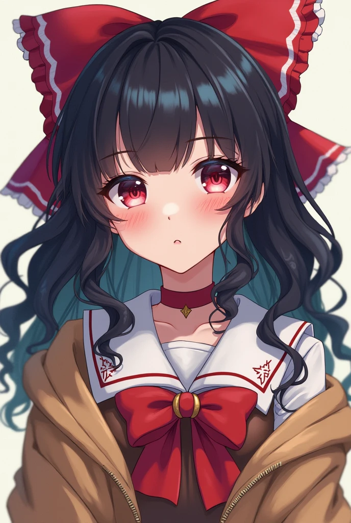 emo girl MOE style with wavy hair