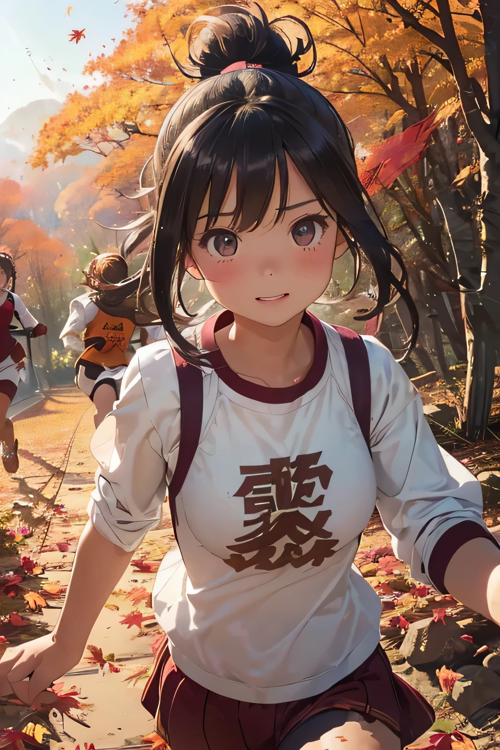 Highest quality、High resolution、Detailed Background、(Beautiful face in every detail:1.4)、Anatomically correct、Detailed facial expressions、Detailed eyes、Teenage beauty、Huge breasts、Light color hair、Twin tails、ponytail、Cute gestures、Scenes that show the change of seasons、Innocence、A girl's bright smile、
(A girl running happily through the changing autumn scenery:1.5)、
The girl's hair flutters in the autumn wind、Fallen leaves on the slope、Feel the change of seasons with a light heart、Happiness is enveloped in the sunset scenery、Let's cherish this moment and engrave it in our hearts、I want to remember it forever、The smiles and scenery of that day、It will continue forever、The Coming of Autumn and the Appearance of a Girl、A girl runs freely、cute