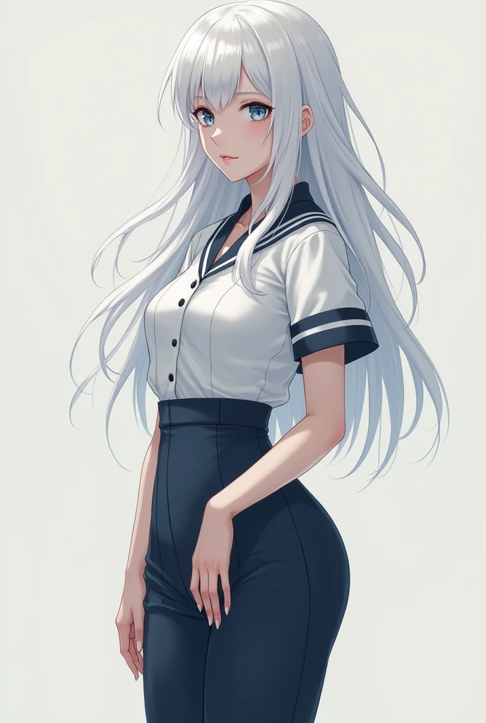 white_hair
hair_between_eyes,hair_bow,hand_up,highres,legs,
long_hair,,pantyhose,
sailor_collar,shirt,skirt,solo,white_sailor_collar,white_shirt