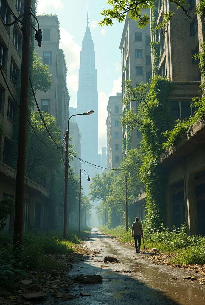 Image of the city of Atlanta post apocalypse the same image but without people