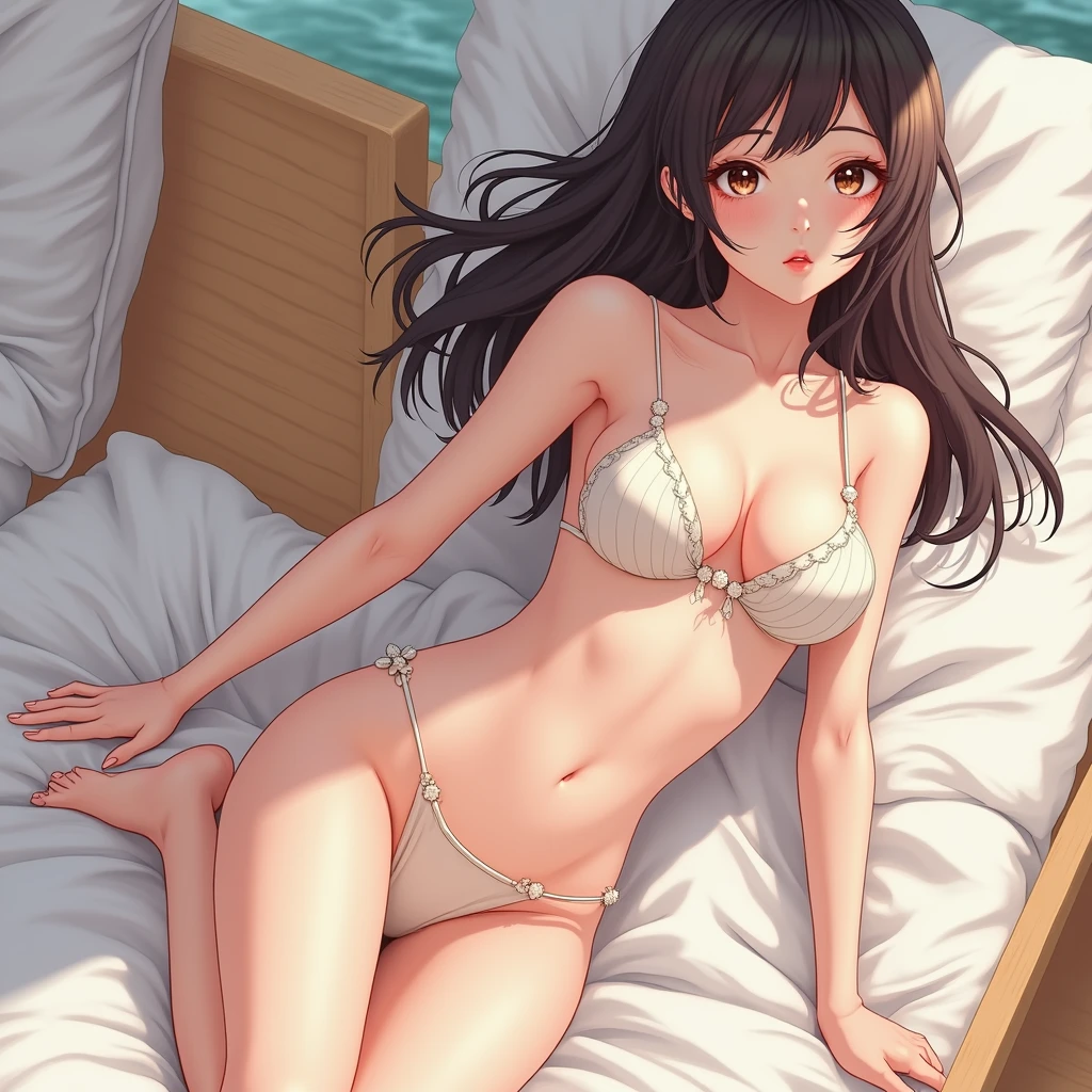 (masterpiece, Highest quality:1.2), One Girl, artistic、masterpiece、((Anatomically correct pubic area:1.0))、((Summer beach、Ocean:1.3))、Crouching woman, (((Spread your legs:1.3)))、 Sexy Woman, A sophisticated gravure idol、 ((Asian Female Model:1.3)), that'It's hot with the shining sun, sexy hot body