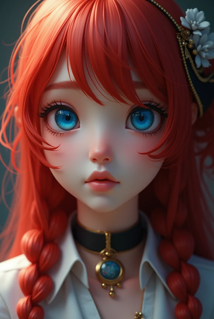 アニメ, (((portrait of ele disse))), a one woman, (((one red hair))), (((blue colored eyes))), (((female pirate)), 8k, unreal engine, octane rendering, by kyun, gamang, Yoon gon Ji, g.till, gosonjak, Shuroop, Seriously, domi, Noah, trending on pixiv, fan box, skewer, work of art, smooth soft skin, big dreamy eyes, beautiful intricate colored hair, Symmetrical, olhos arregalados de アニメ, soft lighting, conceptual artwork, digital painting,  tropical island