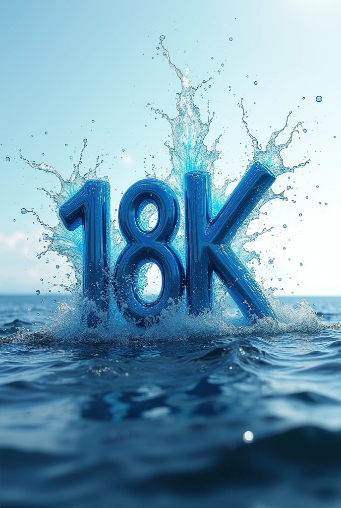 WATER LEAPING OUT OF THE SEA AND FORMING THE WORD 18K