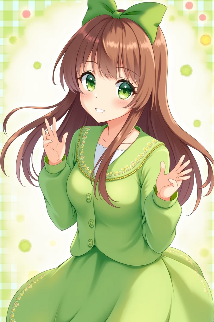 Monika from Doki Doki Literature Club with a cute Green outfit