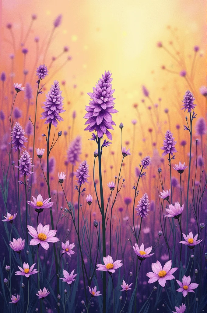 Violette evergarden on a flowery and bright background but painted with the colors that a colorblind person sees