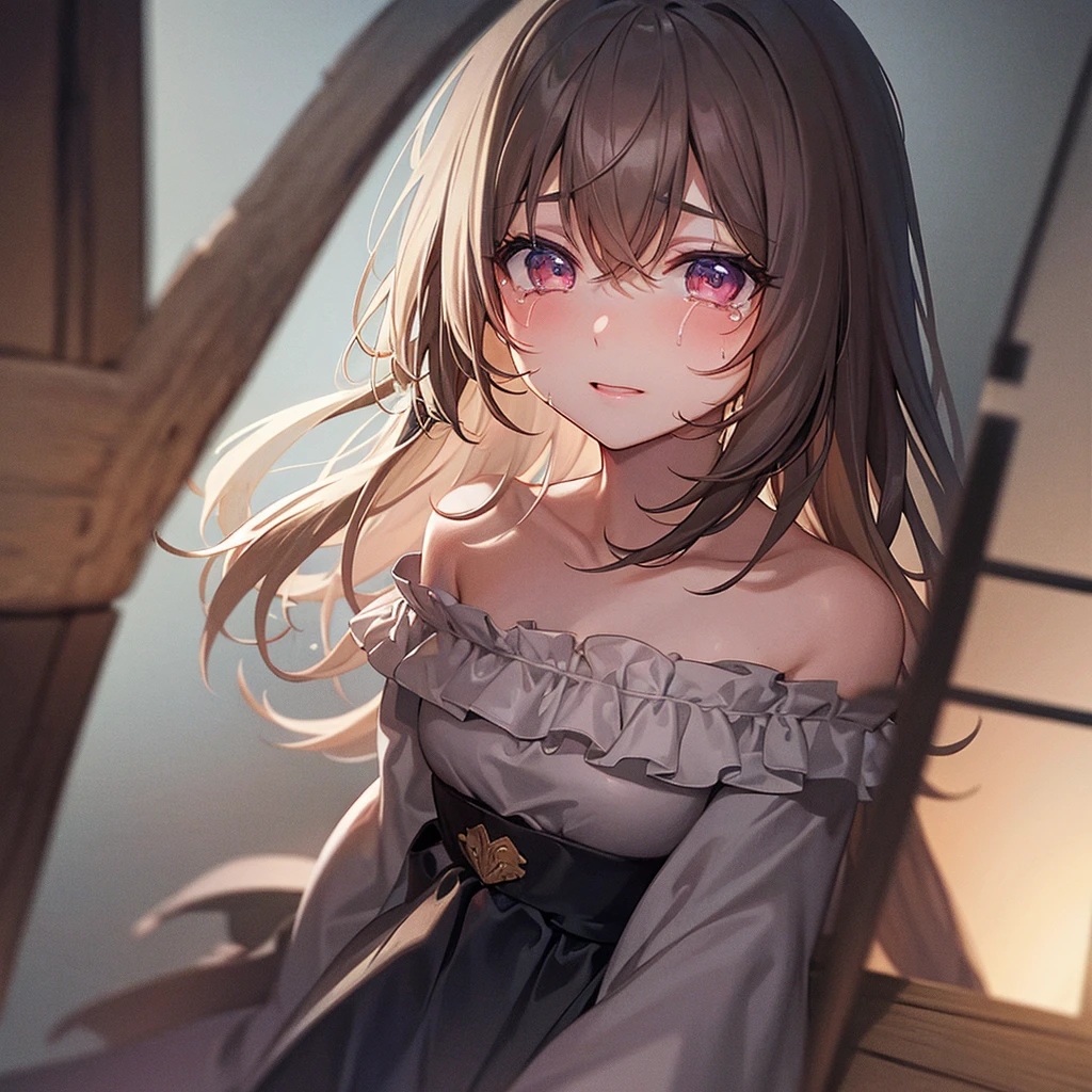 Girl crying in a dark room
