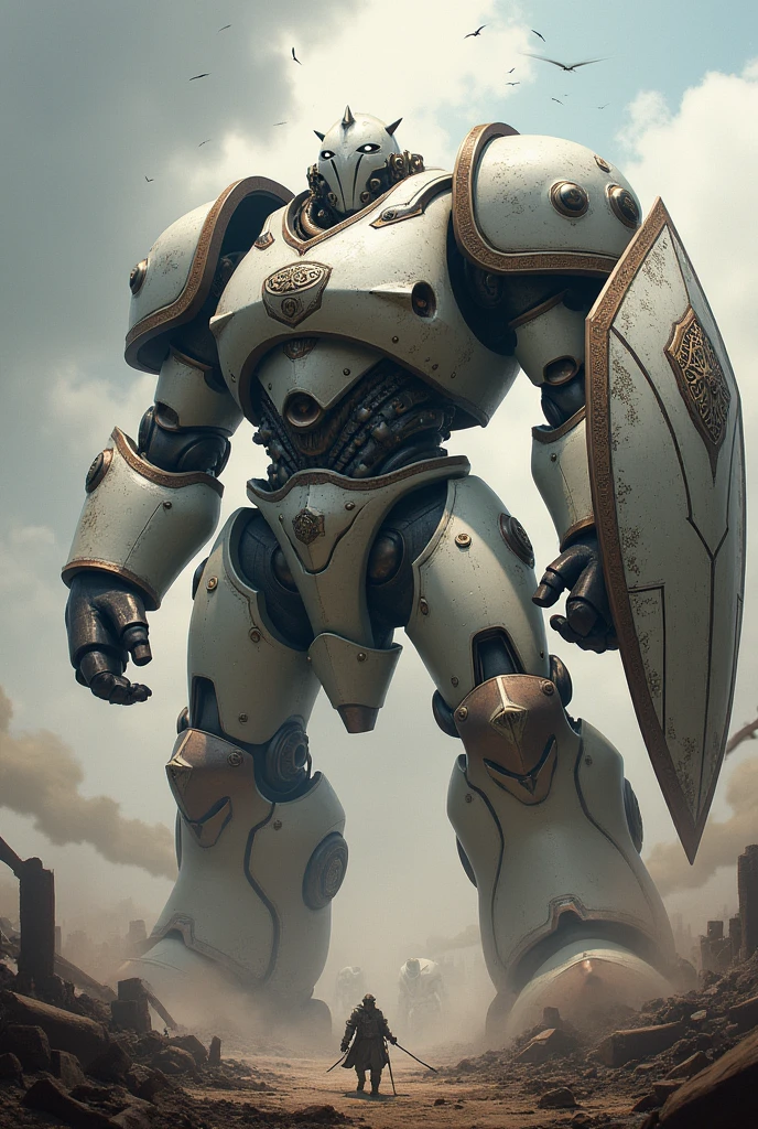White warforged juggernaut with shield